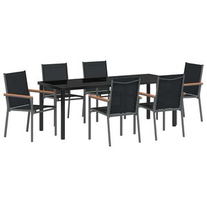 vidaXL Set da Pranzo per Giardino 7 pcs Nero