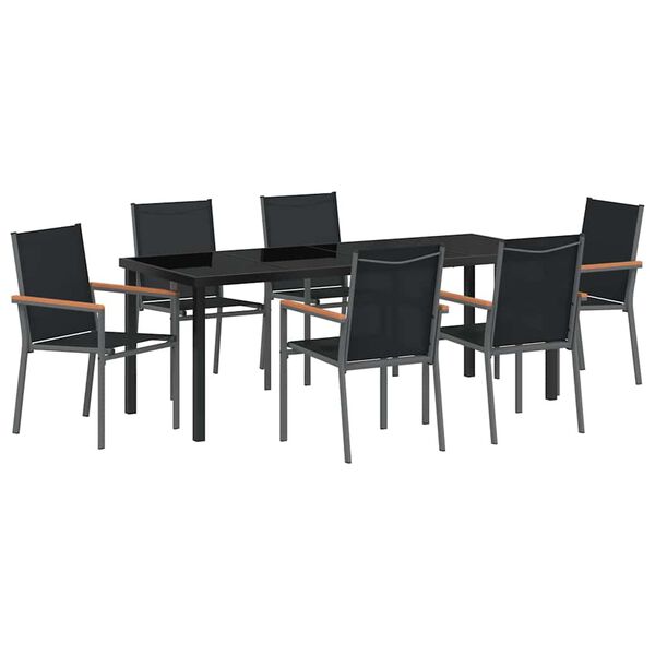 vidaXL Set da Pranzo per Giardino 7 pcs Nero