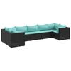 vidaXL Set Salotto da Giardino con Cuscini 7pz Nero Polyrattan