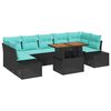 vidaXL Set Divano da Giardino 8 pz Nero Poly Rattan
