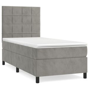 vidaXL Giroletto a Molle con Materasso Grigio Chiaro 80x200 cm Velluto