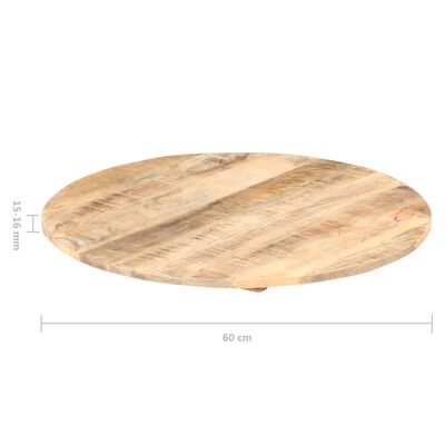 vidaXL Piano Tavolo in Legno Massello di Mango Rotondo 15-16 mm 60 cm