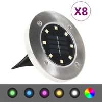 vidaXL Lampade Solari da Terra 8 pz Luci a LED Colore RGB