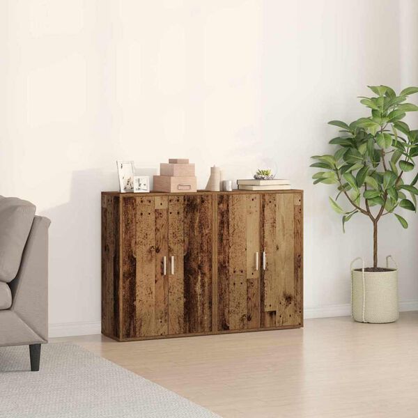 vidaXL Credenza 2 pcs Legno vecchio 60 x 31 x 84 cm Legno multistrato