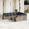 vidaXL Set Divani da Giardino 11 pz con Cuscini in Polyrattan Grigio