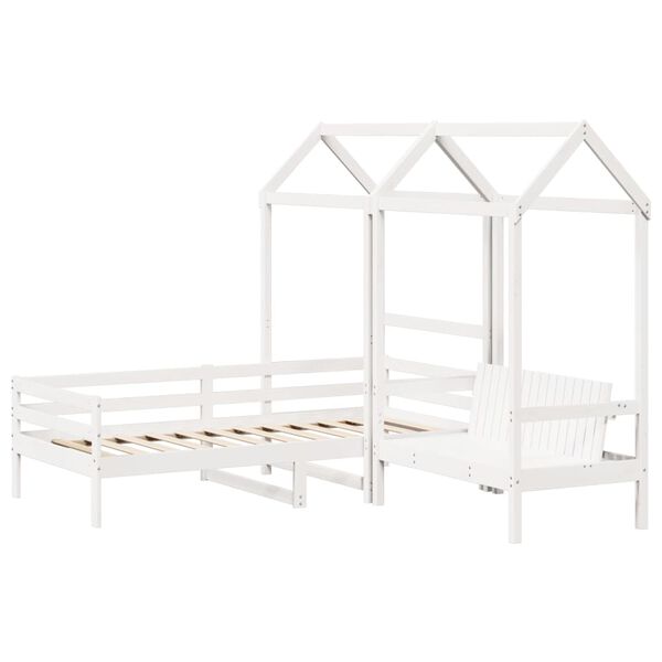 vidaXL Set Dormeuse e Panca con Tetto Bianco 90x190cm Massello Pino