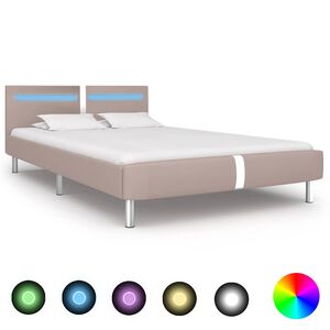 vidaXL Giroletto con LED senza Materasso Cappuccino 135x190 cm