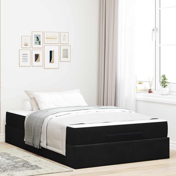vidaXL Struttura letto con materasso con materasso 2 pcs Nero Velluto
