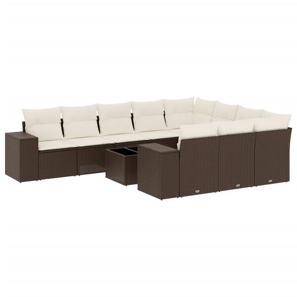 vidaXL Set Divani da Giardino 11 pz con Cuscini Polyrattan Marrone