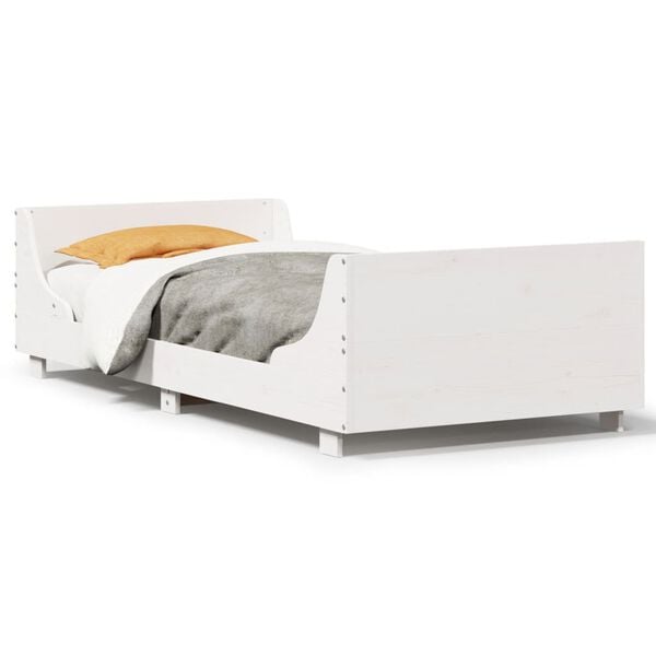 vidaXL Letto senza Materasso Bianco 75x190 in Legno Massello di Pino