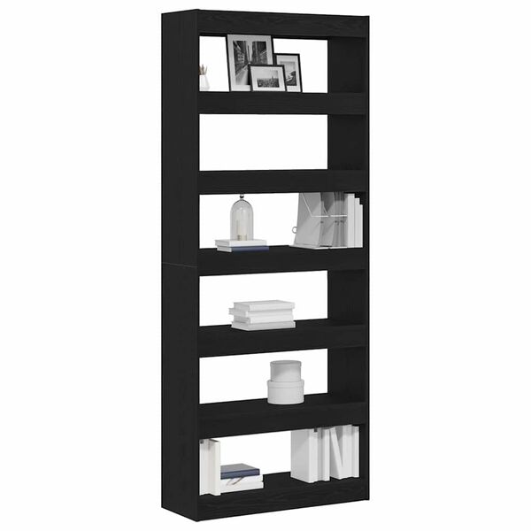 vidaXL Armadio per Libri con lo scaffale Rovere Nero 80 x 30 x 198 cm