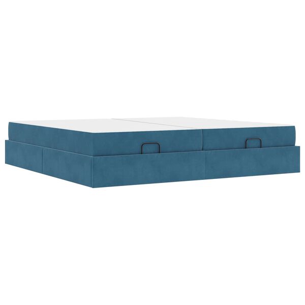 vidaXL Struttura letto con materasso con materasso 2 pcs Blu Velluto
