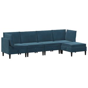 vidaXL Set di mobili per il soggiorno 5 pz Blu Velluto
