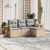 vidaXL Set Divano da Giardino 4 pz con Cuscini Beige in Polyrattan