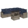 vidaXL Set Divani da Giardino 7 pz con Cuscini Grigio in Polyrattan