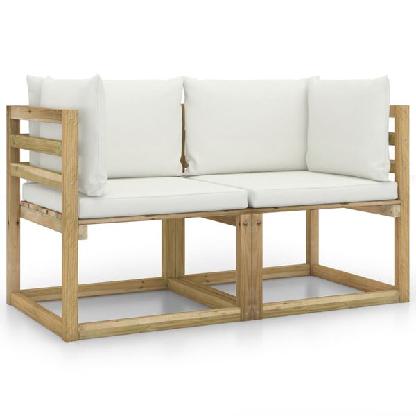 vidaXL Divani Angolari da Giardino & Cuscini 2pz Pino Impregnato Verde