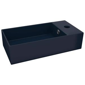 vidaXL Lavandino con Troppopieno in Ceramica Blu Scuro
