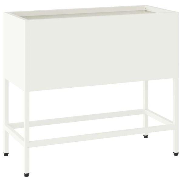 vidaXL Vaso da Giardino Rialzato Bianco 60 x 26 x 48 cm Acciaio