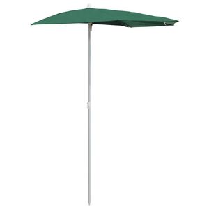 vidaXL Ombrellone Semicircolare da Giardino con Palo 180x90 cm Verde