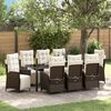 vidaXL Set da Pranzo per Giardino con cuscino 9 pcs Marrone polyrattan