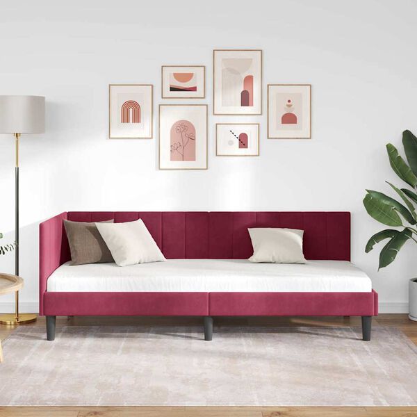 vidaXL Cornice del letto ad angolo Rosso Vino 80 cm x 200 cm Velluto