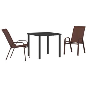 vidaXL Set da Pranzo per Giardino 3 pcs Marrone e Nero