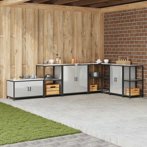 vidaXL Stoccaggio in cucina con porta Argento 60 x 50 x 92 cm Acciaio