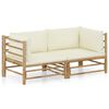 vidaXL Set Divani da Giardino 2 pz con Cuscini Bianco Crema in Bamb&ugrave;