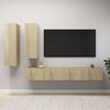 vidaXL Set di Mobili TV 4 pz Rovere Sonoma in Legno Multistrato