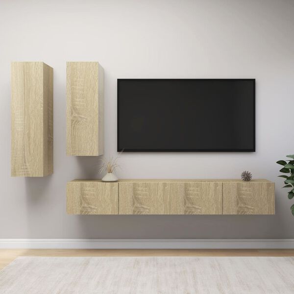 vidaXL Set di Mobili TV 4 pz Rovere Sonoma in Legno Multistrato