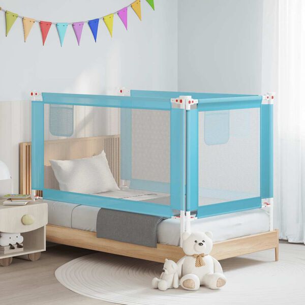 vidaXL Sponda Letto di Sicurezza per Bambini Blu 150x25 cm in Tessuto