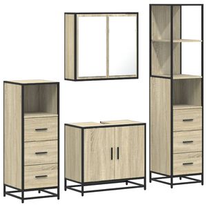 vidaXL Set Mobili da Bagno 4 pz Rovere Sonoma in Legno Multistrato