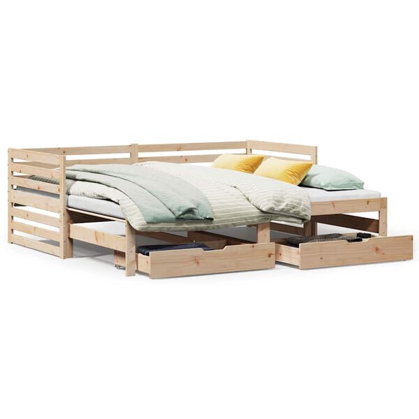 vidaXL Dormeuse con Cassetti 90x200 cm Legno Massello Pino