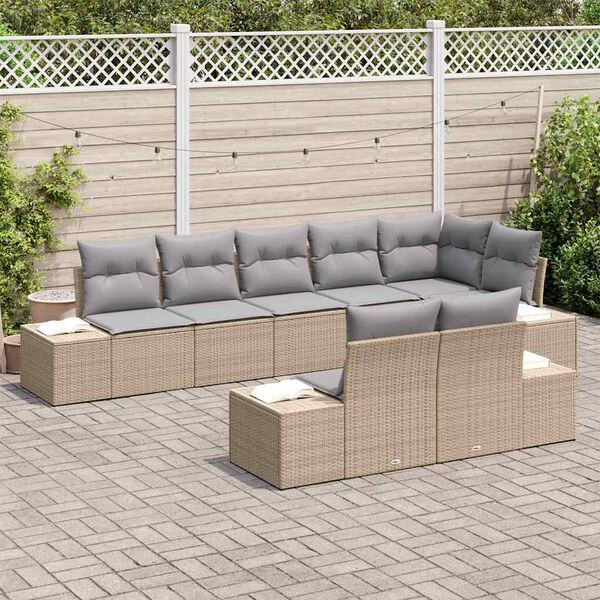 vidaXL Set Divano da Giardino 8 pcs Beige e grigio polyrattan