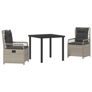 vidaXL Set da Pranzo per Giardino 3 pcs Grigio chiaro polyrattan