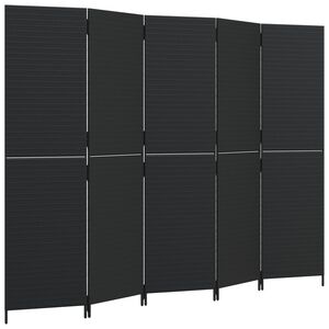 vidaXL Divisorio per Ambienti a 5 Pannelli Nero in Polyrattan