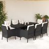 vidaXL Set da Pranzo da Giardino 9 pz con Cuscini Nero in Polyrattan