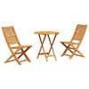 vidaXL Set Bistro Pieghevole 3 pz Marrone Legno di Acacia Massello
