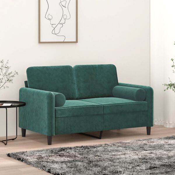 vidaXL Cuscini Decorativi 2 pz Verde Scuro Ø15x50 cm in Velluto