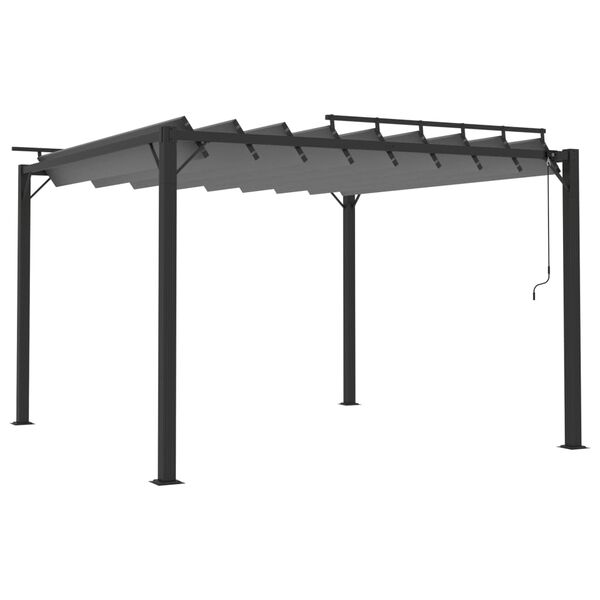 vidaXL Gazebo con Tetto a Lamelle 3x3 m in Tessuto Antracite/Alluminio