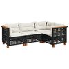 vidaXL Set Divani da Giardino 4 pz con Cuscini Nero in Polyrattan