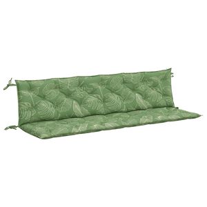 vidaXL Cuscini Panca Giardino 2 pz Motivo a Foglie 200x50x7 cm Tessuto