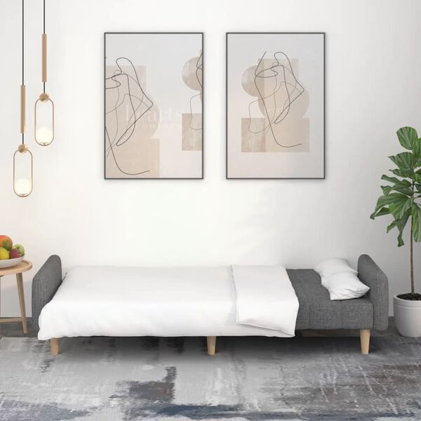 vidaXL Divano Letto a 2 Posti Grigio Chiaro in Tessuto