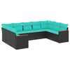 vidaXL Set Divani da Giardino 9 pz con Cuscini Nero in Polyrattan