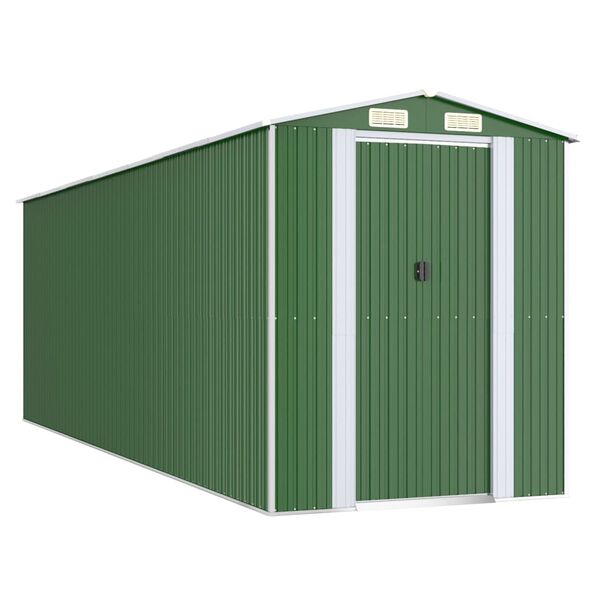 vidaXL Capanno da Giardino Verde 192x606x223 cm Acciaio Zincato