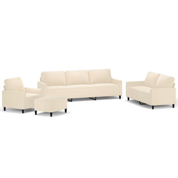 vidaXL Set di Divani 4 pz con Cuscini Crema in Velluto