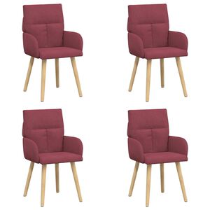 vidaXL Sedie da pranzo 4 pcs Tessuto Rosso Vino 60 x 56 x 96 cm