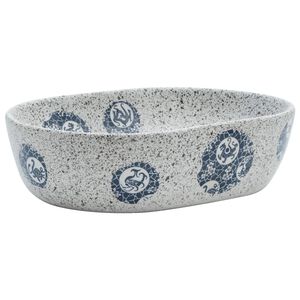 vidaXL Lavabo da Appoggio Grigio e Blu Ovale 47x33x13 cm Ceramica