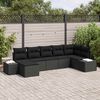 vidaXL Set Divano da Giardino con cuscino 7 pcs Nero polyrattan