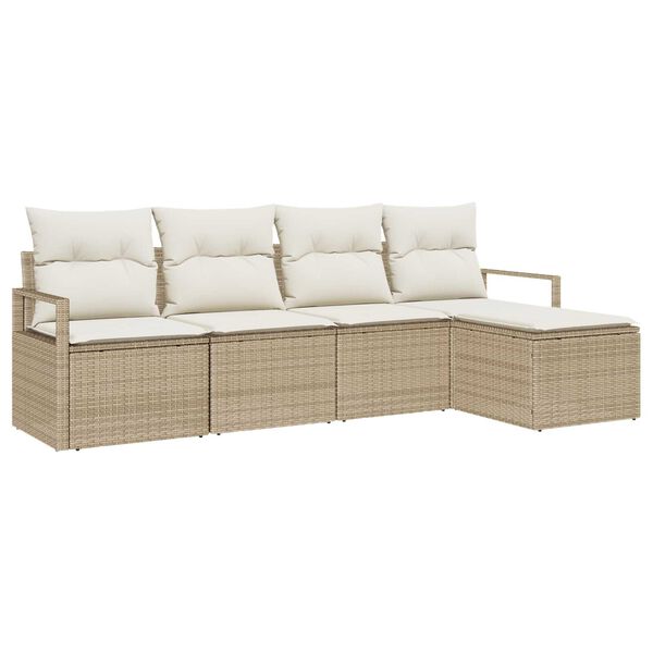 vidaXL Set di divani con cuscino 5 pcs Beige e Crema polyrattan